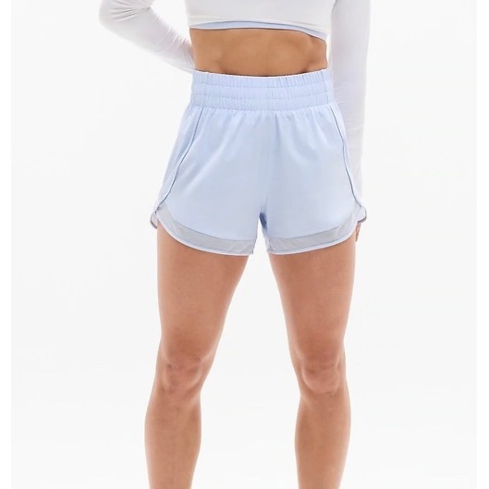 Athleta Shorts Mesh Racer Run High Rise Athletic Gossamer Blue Small